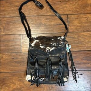 Black and Brown Leather Fringe Bag